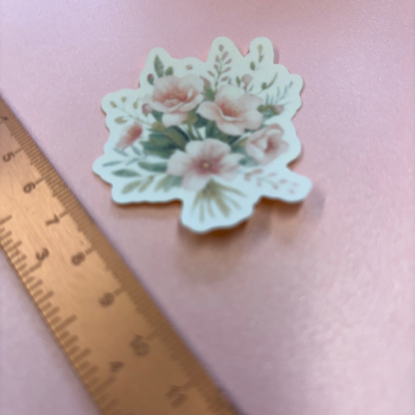 Delicate Roses Flower Bouquet Die Cut Sticker in Matt