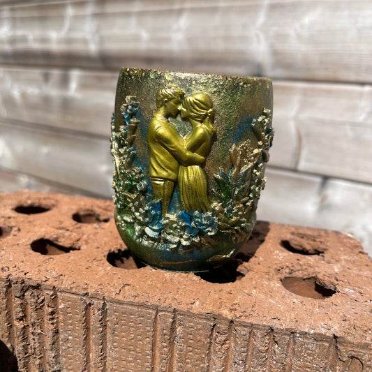 Blue and Gold Couples 3d Resin Pot