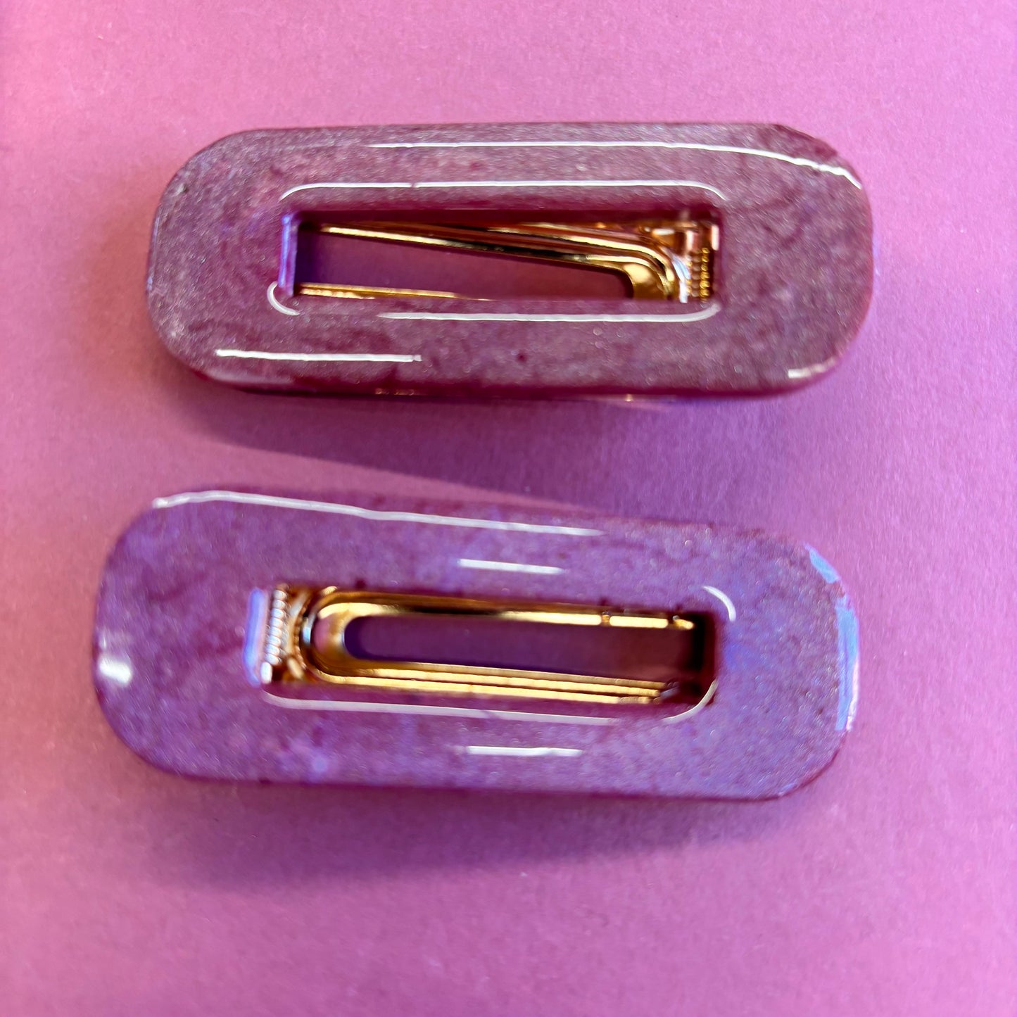 2 Pink Rectangle Hair Clips