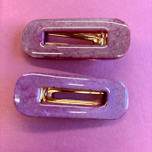 2 Pink Rectangle Hair Clips