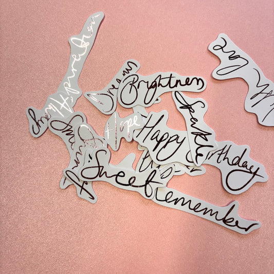 15pcs Handwritten Light Purple Foiled Word Pack