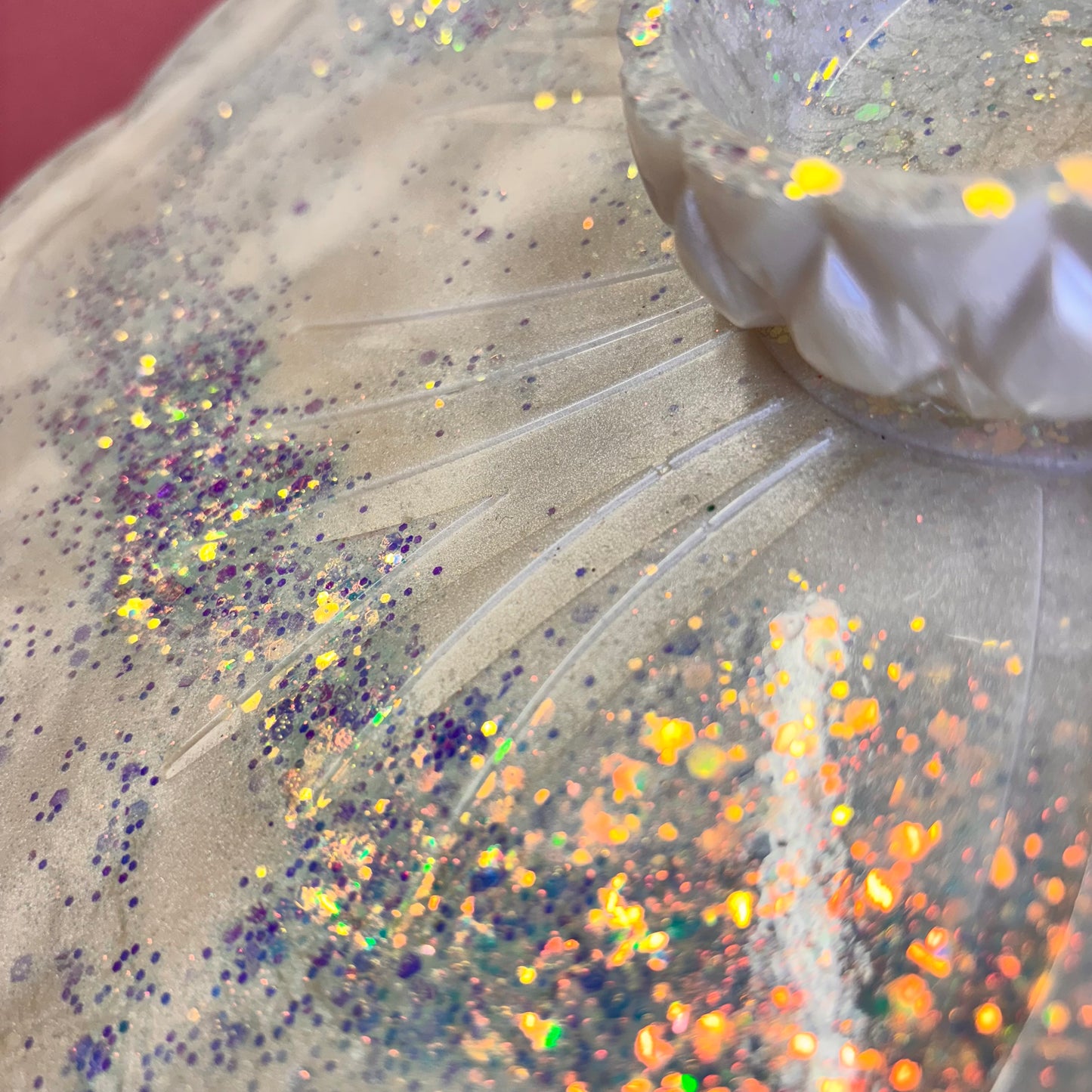 Large White Glitter Flower Tray