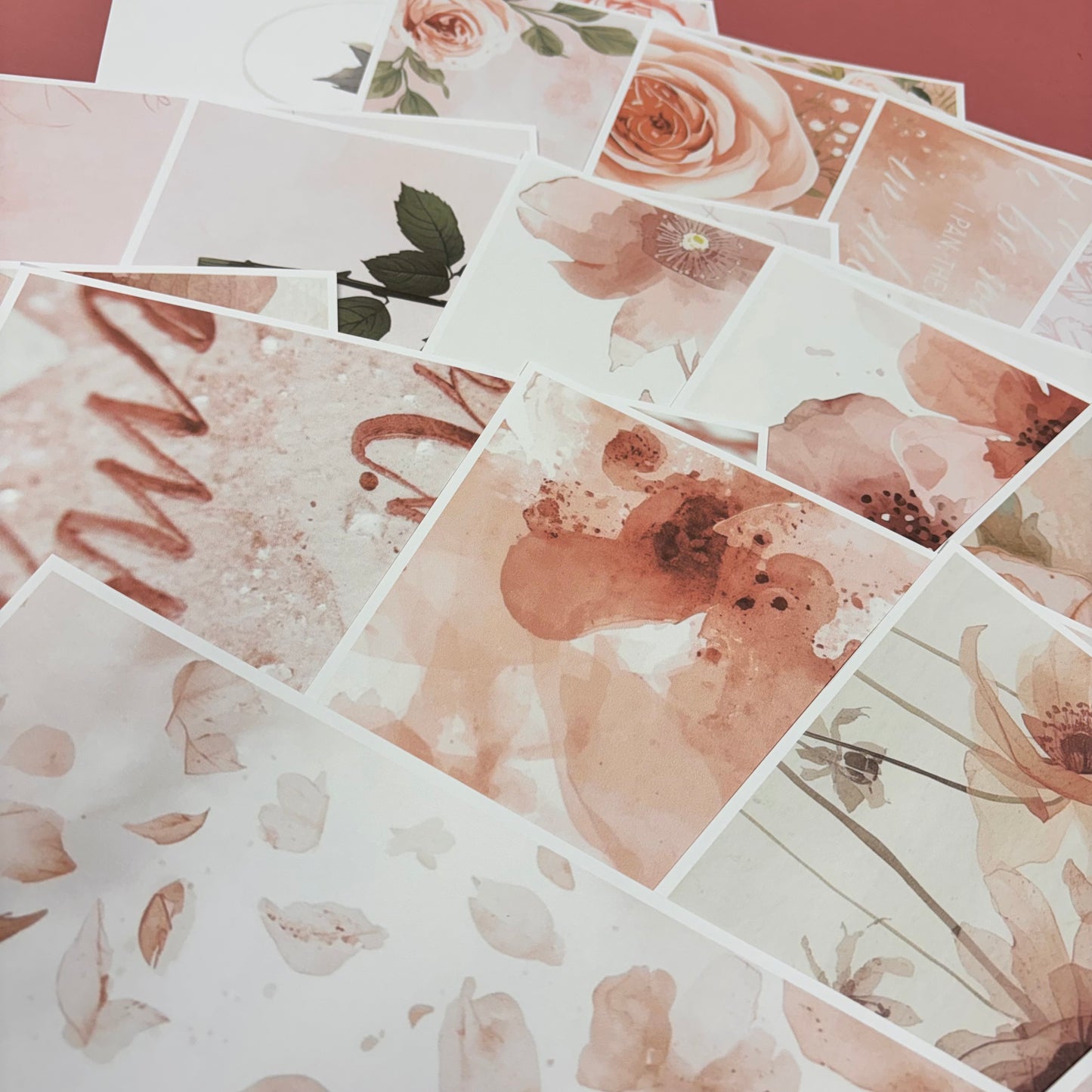 DIGITAL 16 pcs Delicate Rose Backing Papers
