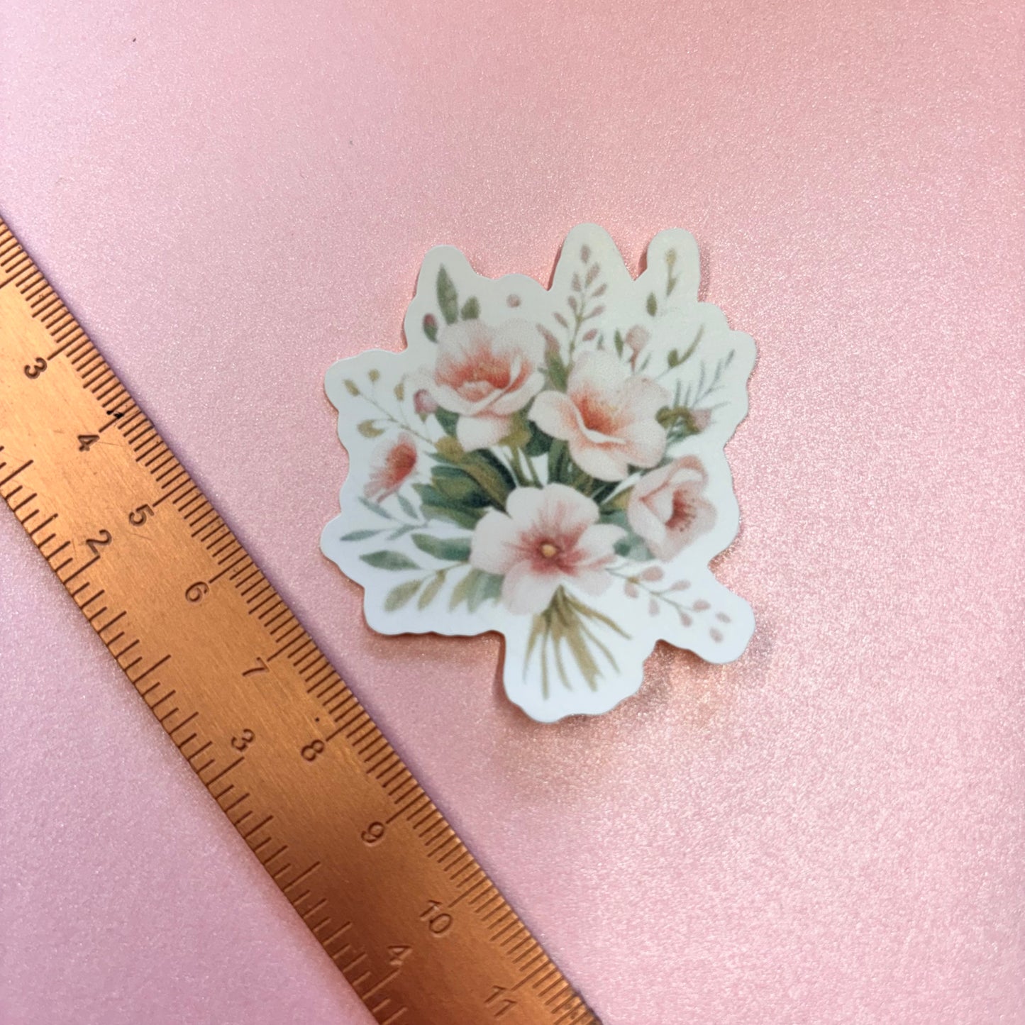 Delicate Roses Flower Bouquet Die Cut Sticker in Matt