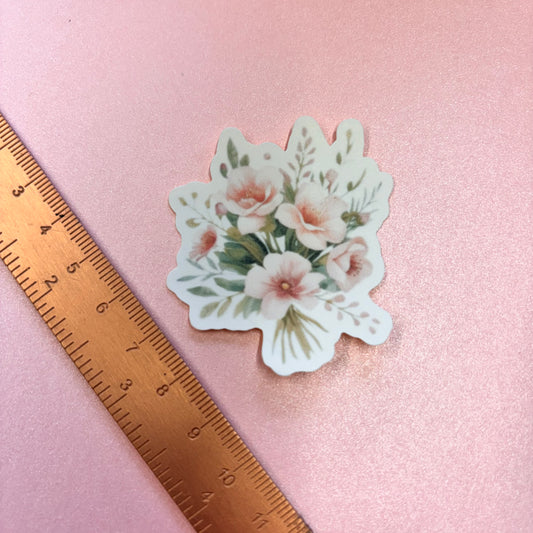 Delicate Roses Flower Bouquet Die Cut Sticker in Matt