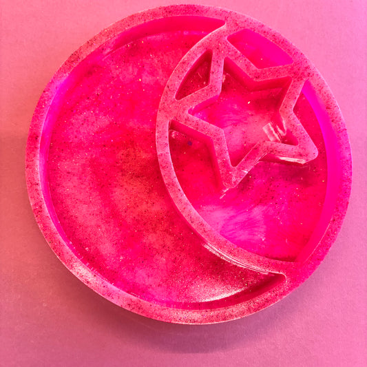Bright Pink Moon and Star Trinket Tray