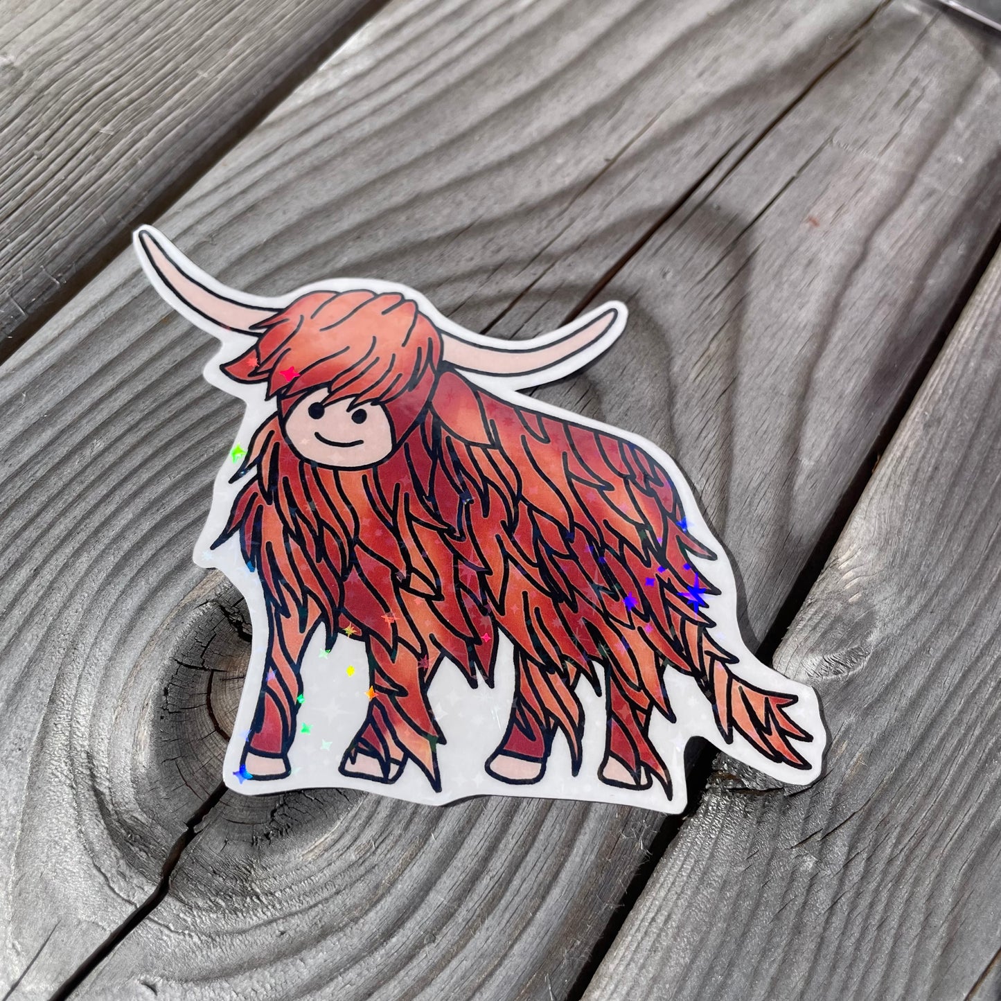 1 pc Large Harry The Highland Cow Clear Holographic Stickers