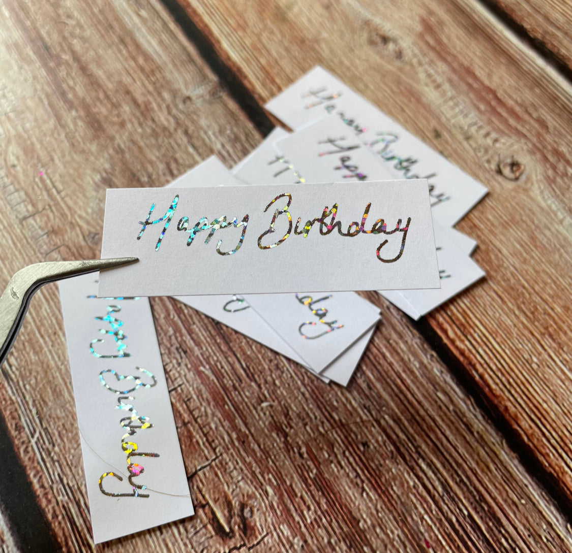 20 pcs Handwritten “Happy Birthday” foiled word pack