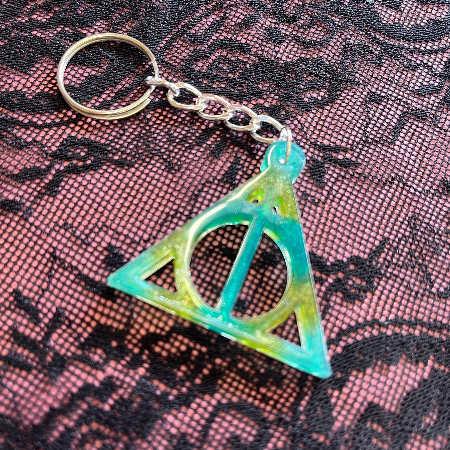 Deathly Hallows Green Resin Keyring