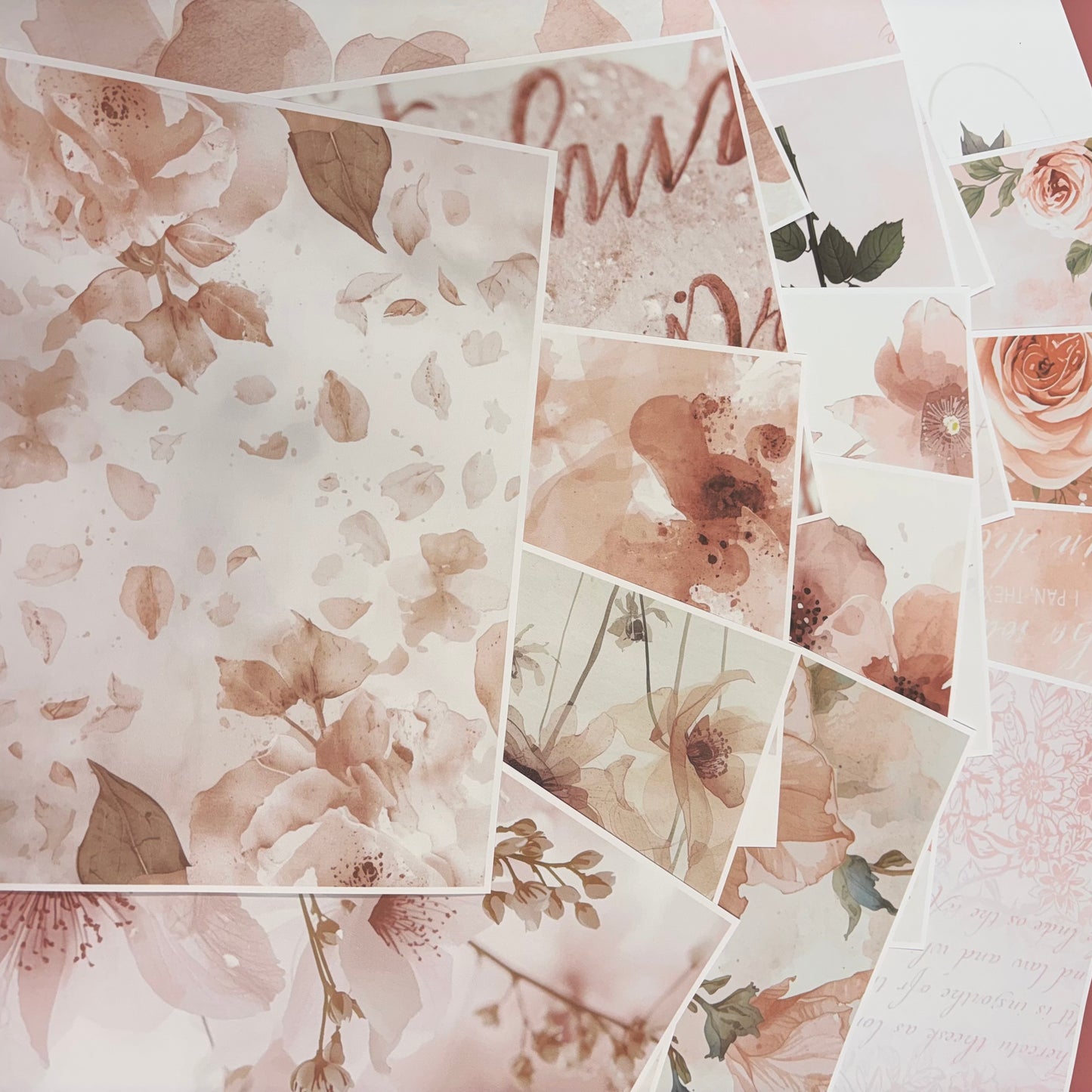DIGITAL 16 pcs Delicate Rose Backing Papers