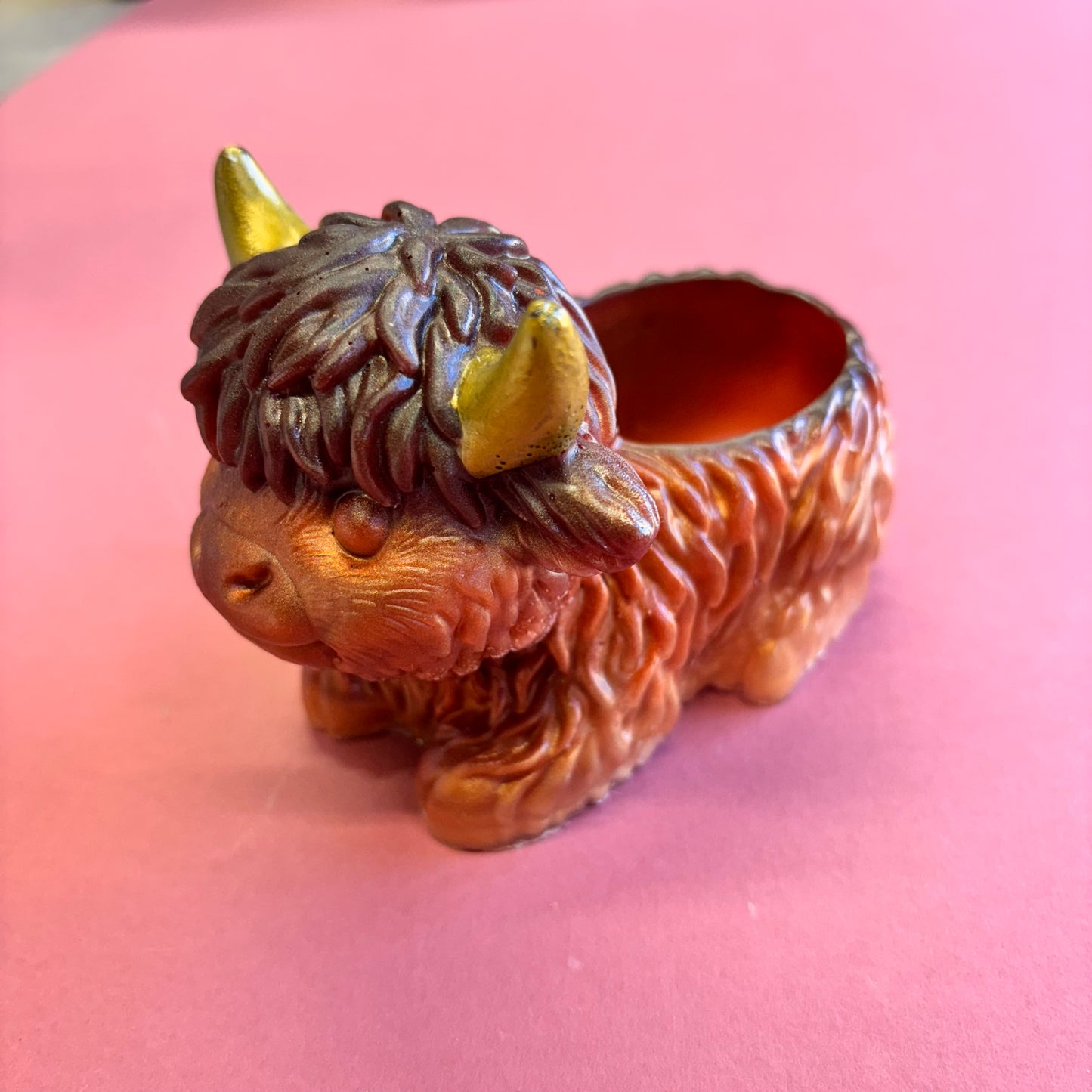 Highland Cow Resin Pot