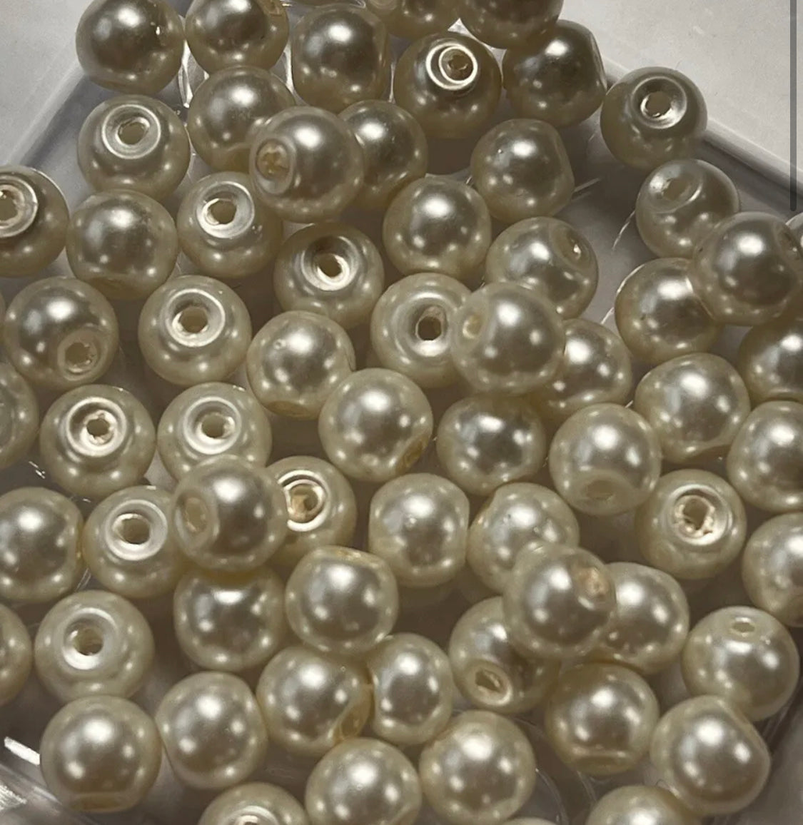 75 pcs 6mm ivory glass pearl beads