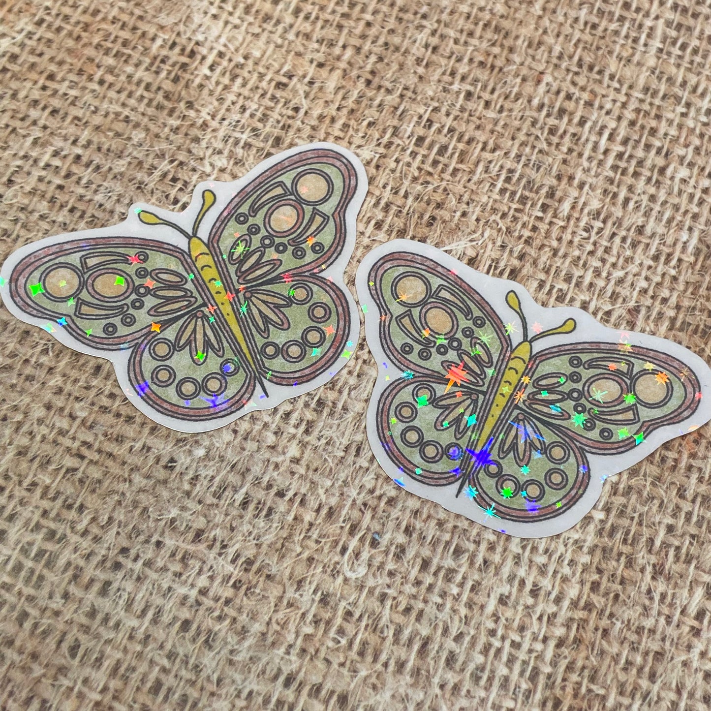 2 pcs Green Butterfly Holographic Stickers