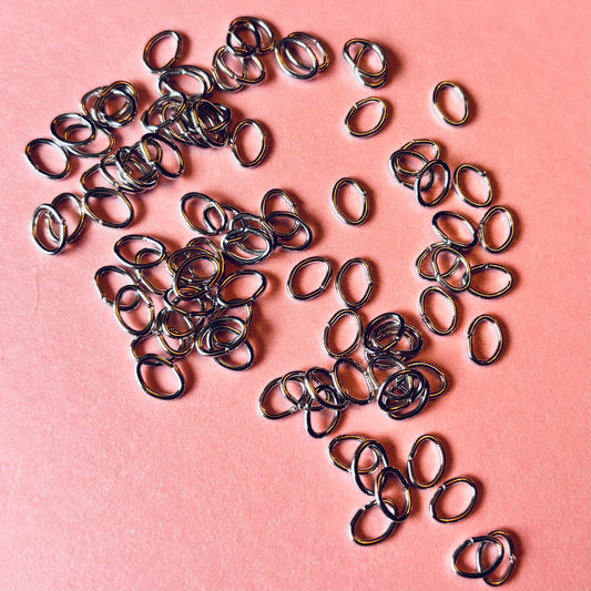100 pcs Antique Silver Plated 6mm Oval Jumprings
