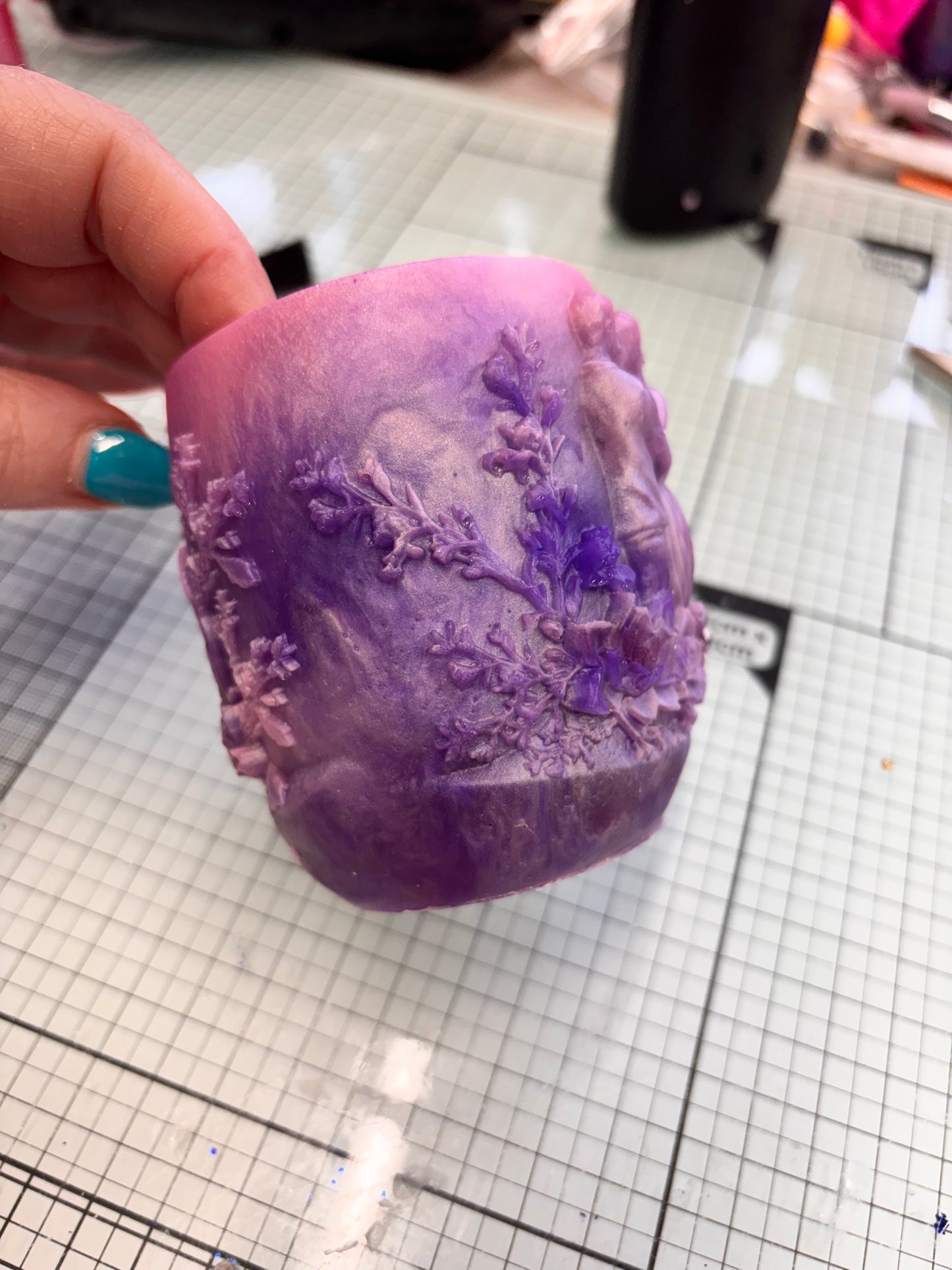Pink/Purple Girl And Boy Resin Pot
