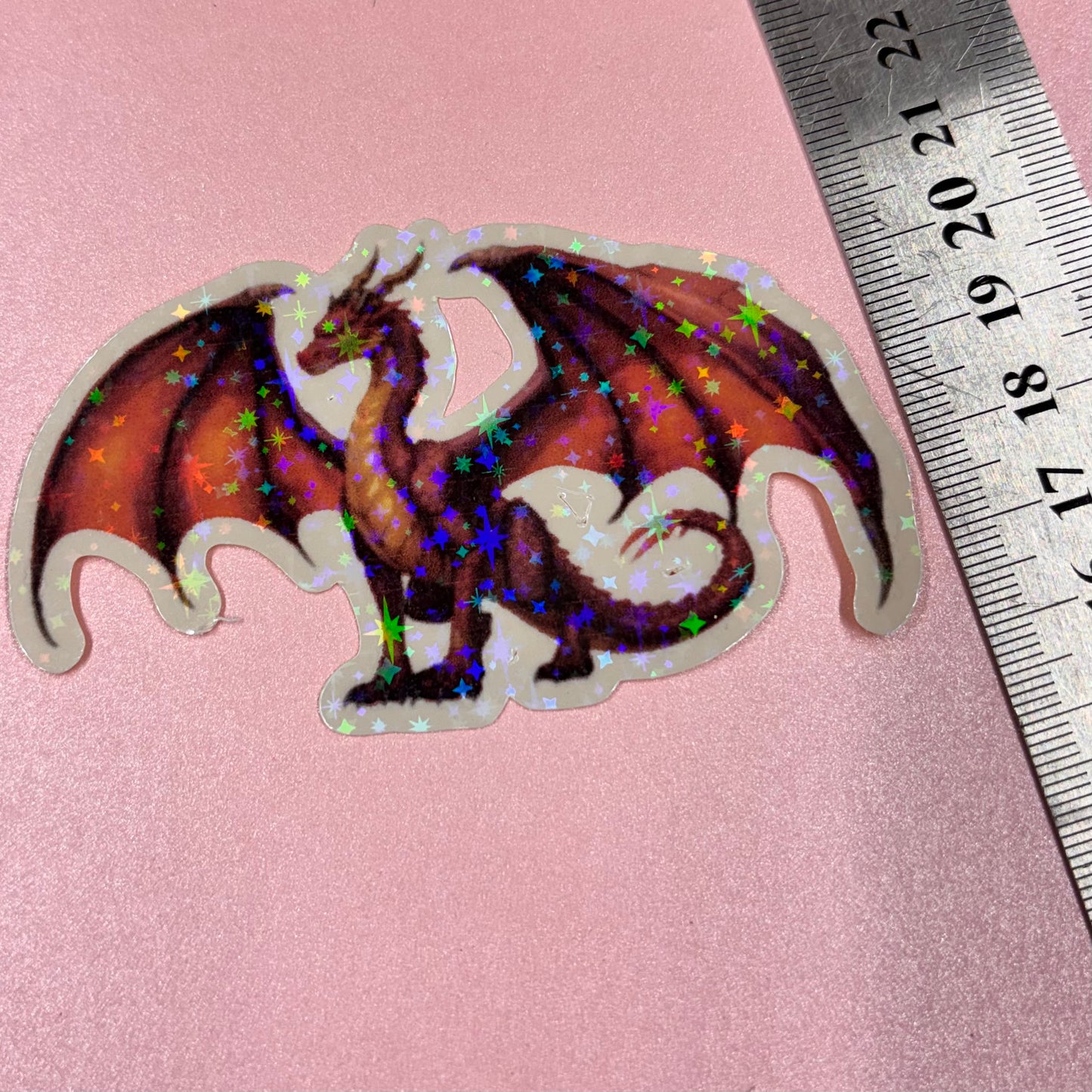Red Dragon Holographic Die Cut Sticker