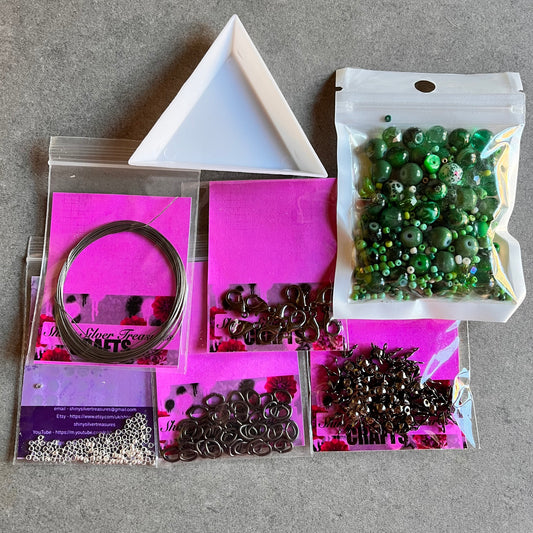 Spring Bling Green beaded jewellery making kit