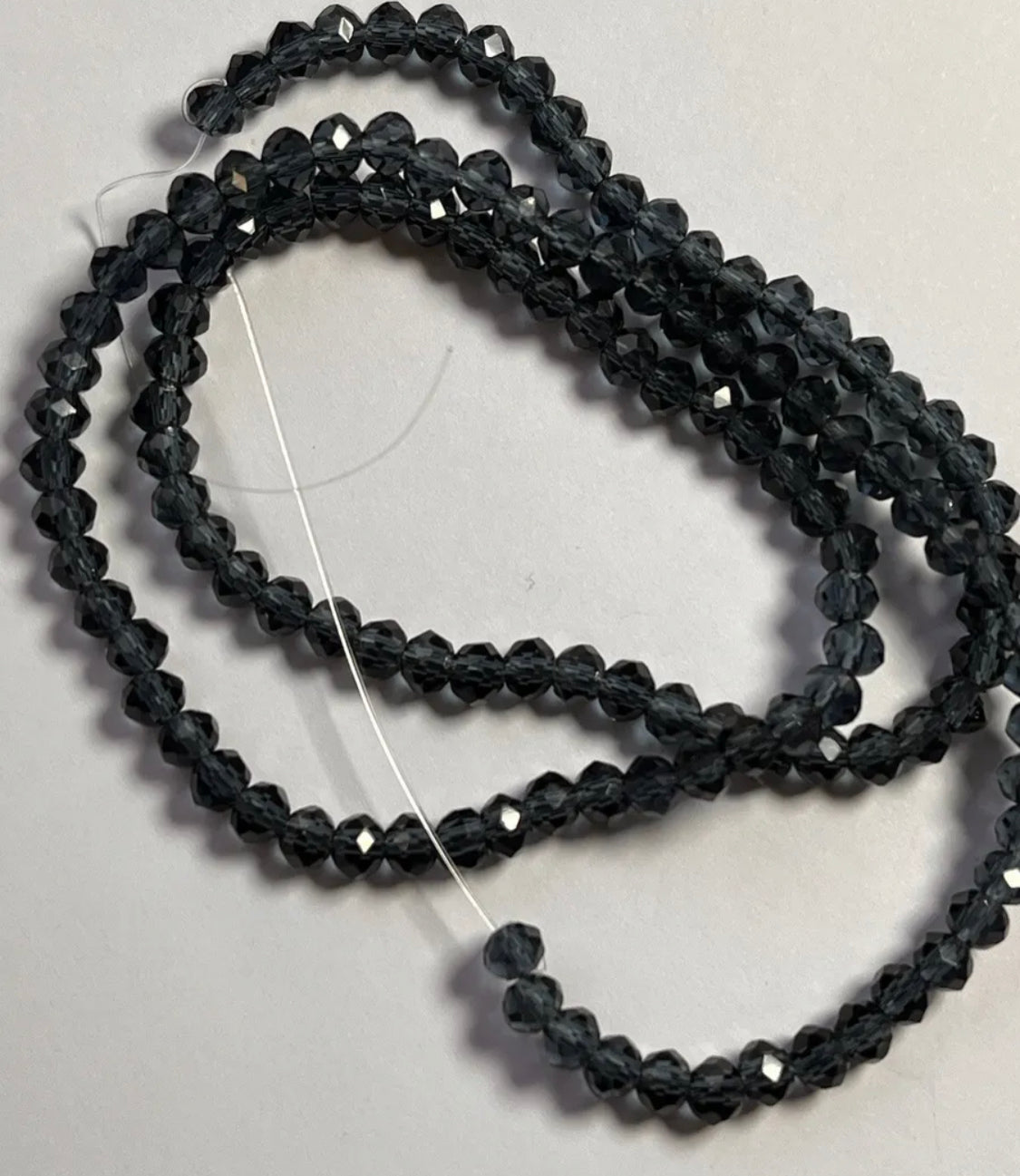 1 strand 3mm rondelle faceted black glass round beads