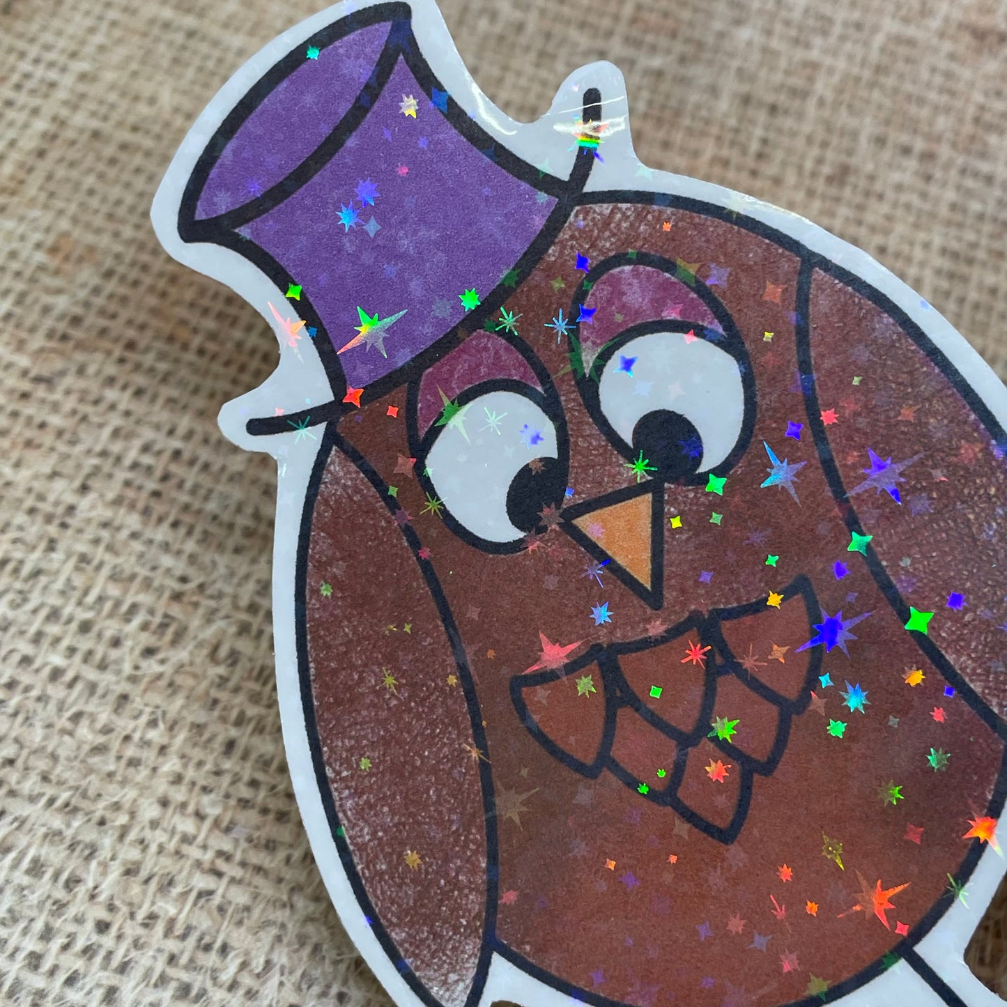 1 pcs Large Owl Holographic die cut stickers