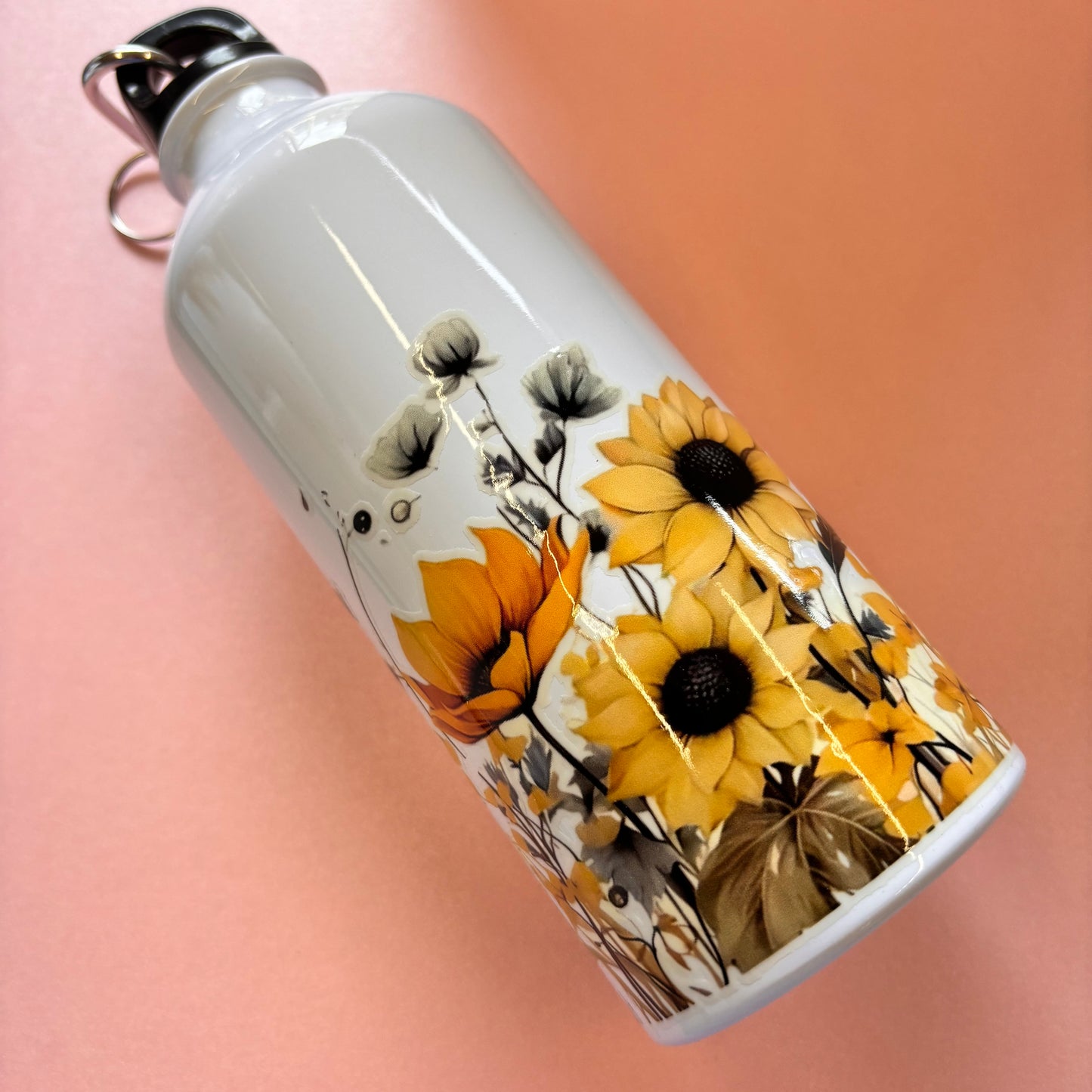 600ml Water bottle Yellow Flower Design