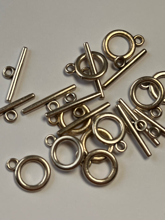 10 sets Antique Silver Plated round Toggle Clasps