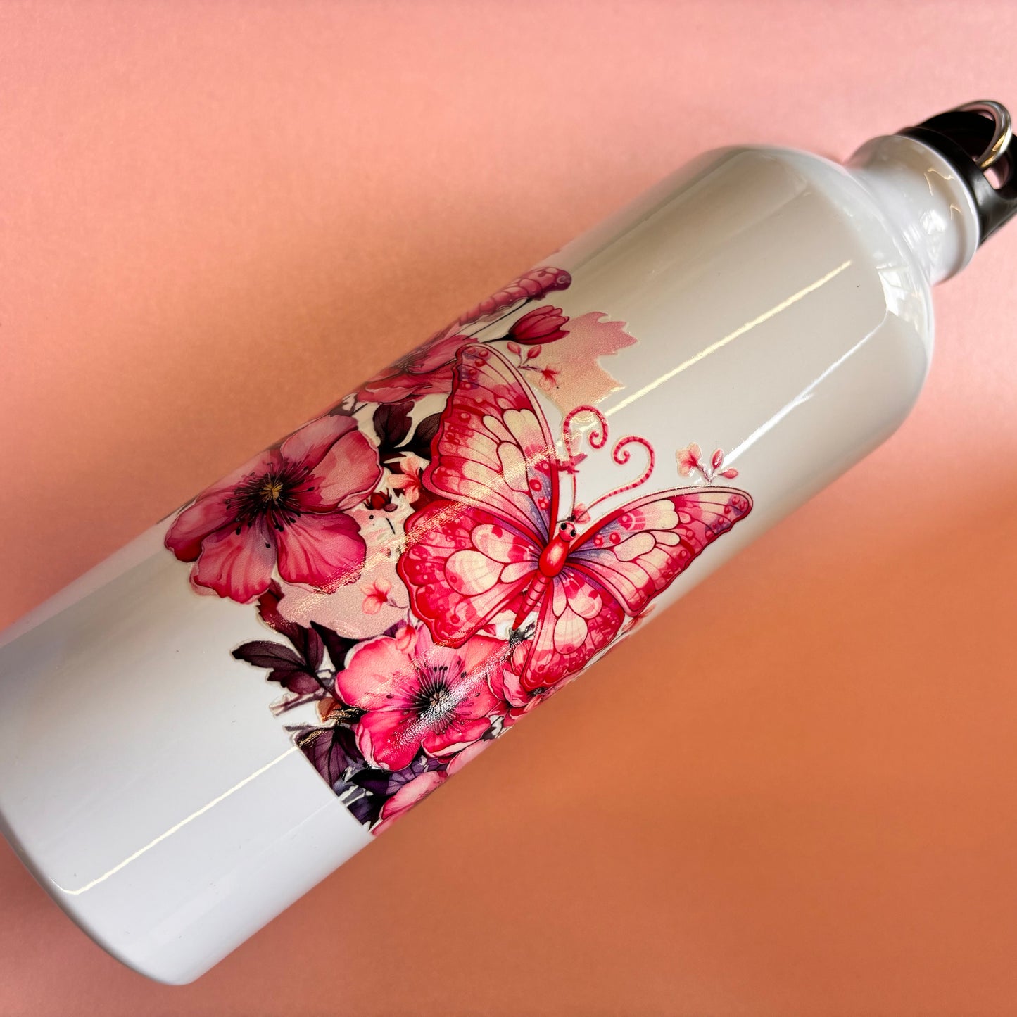 700ml Water bottle Pink Flower And Butterfly Design