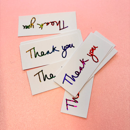 10pcs Multicoloured Foiled Thank You Word Pack