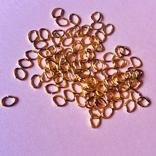 100 pcs Gold Plated 6mm Oval Jumprings