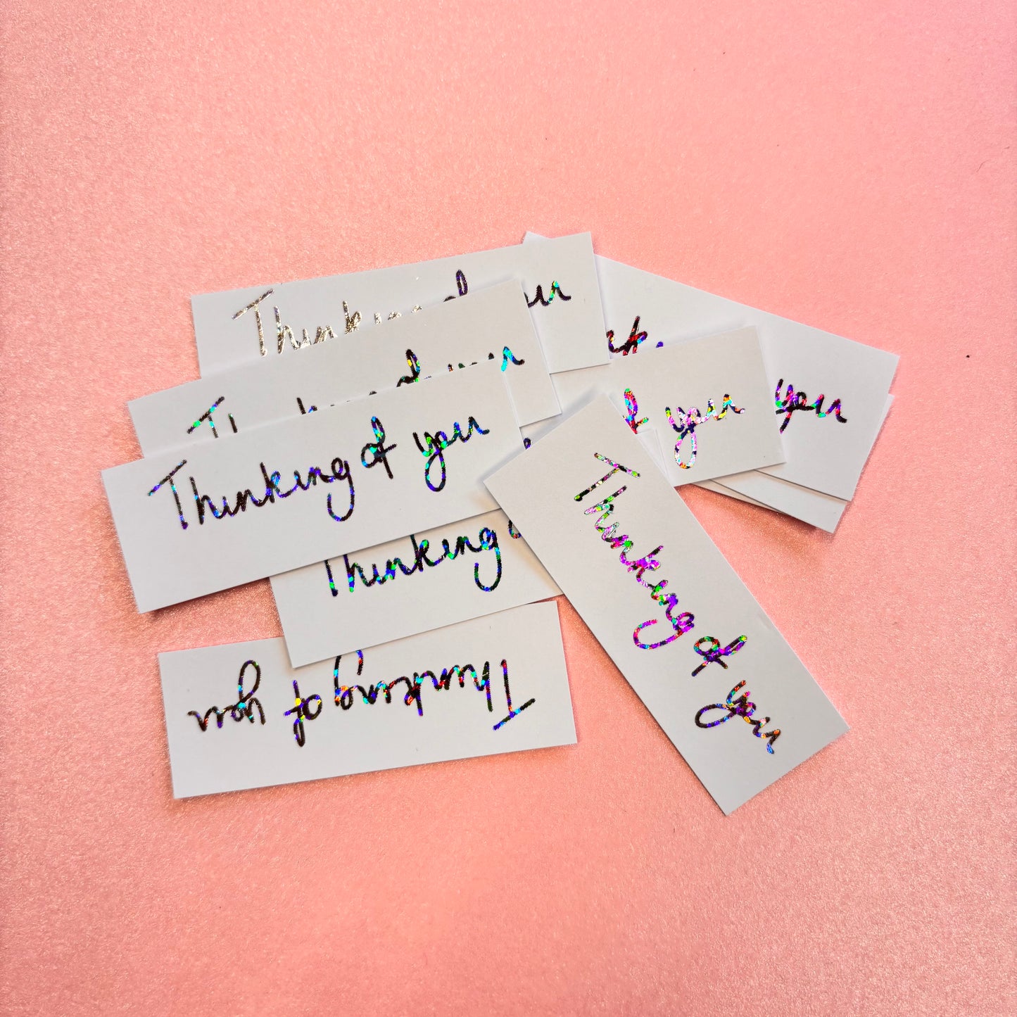 10pcs Silver Holographic Foiled With Thinking Of You Word Pack