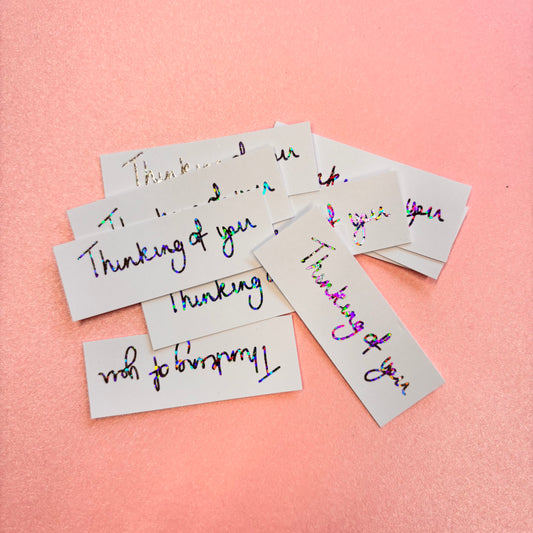 10pcs Silver Holographic Foiled With Thinking Of You Word Pack