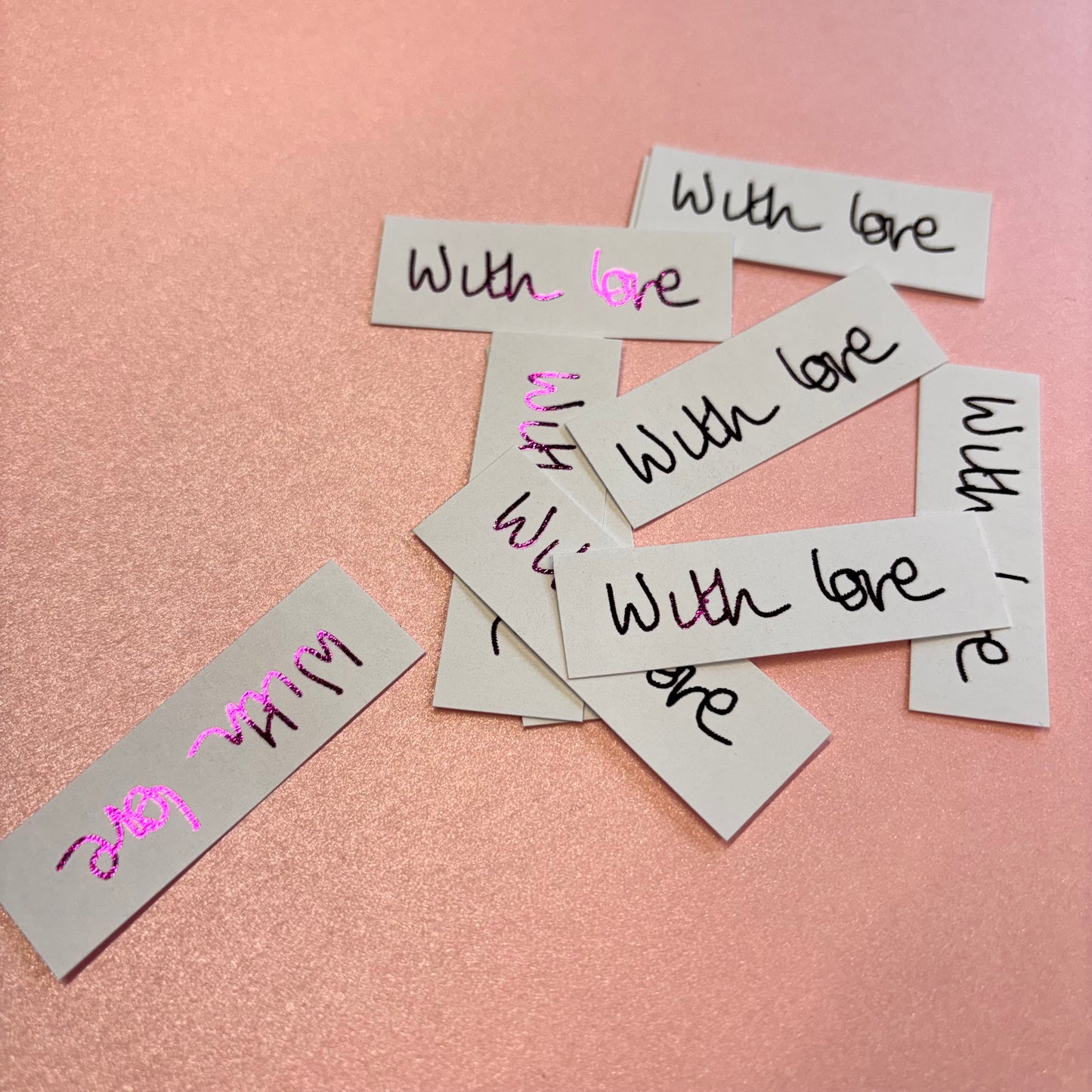 10pcs Bright Pink Foiled With Love Word Pack