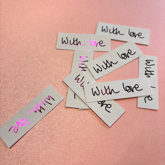 10pcs Bright Pink Foiled With Love Word Pack