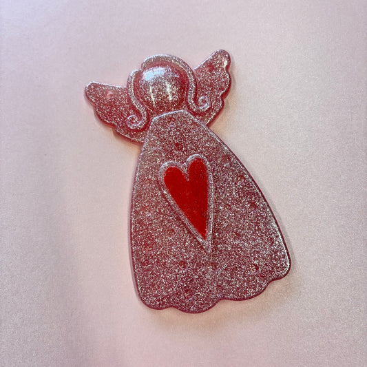 Beautiful Red Glitter large Resin Angel Hanger