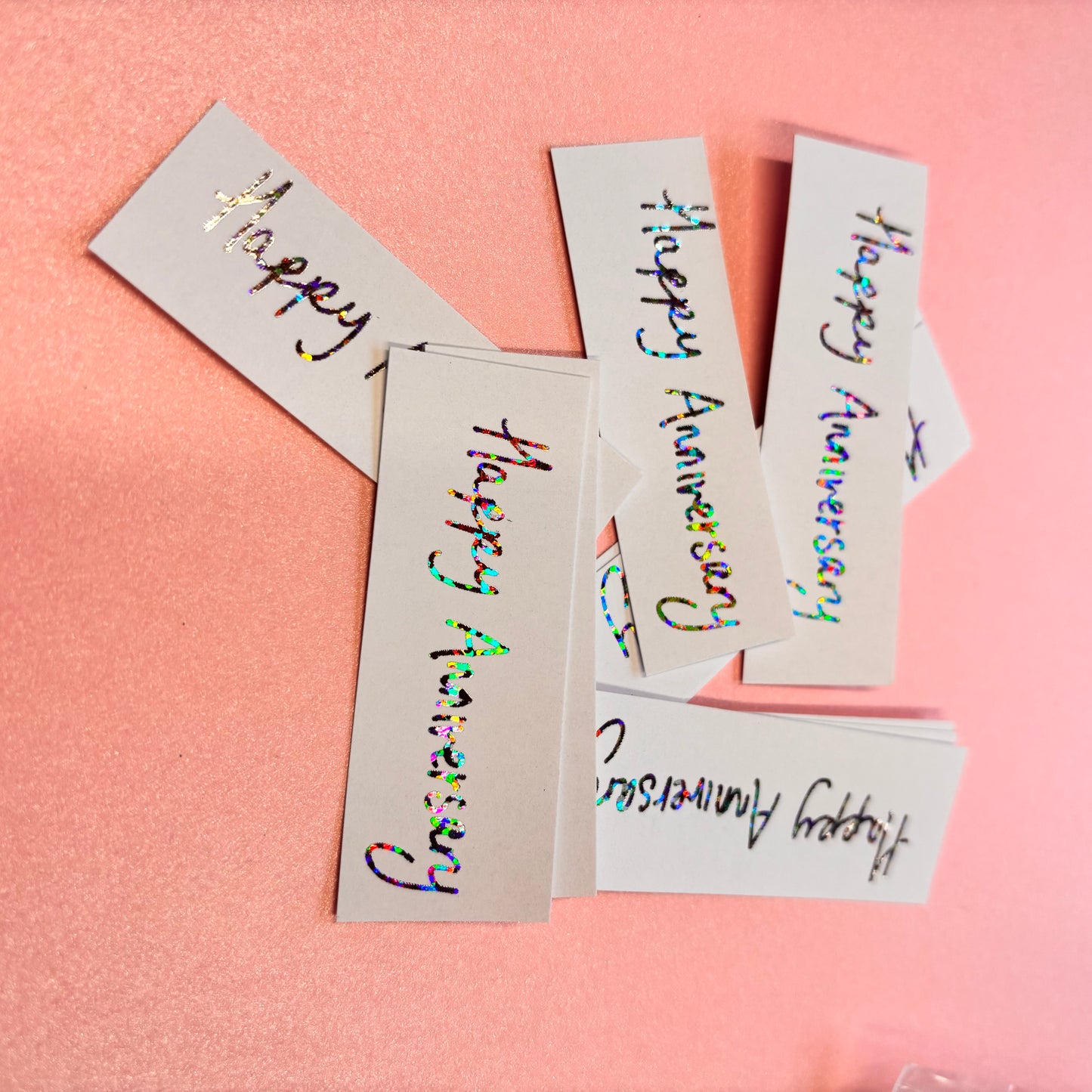 10pcs Silver Holographic Foiled With Happy Anniversary Word Pack