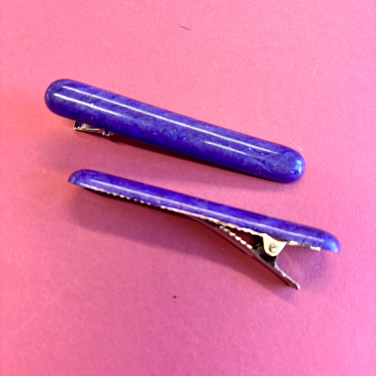 2 Purple straight Hair Clips