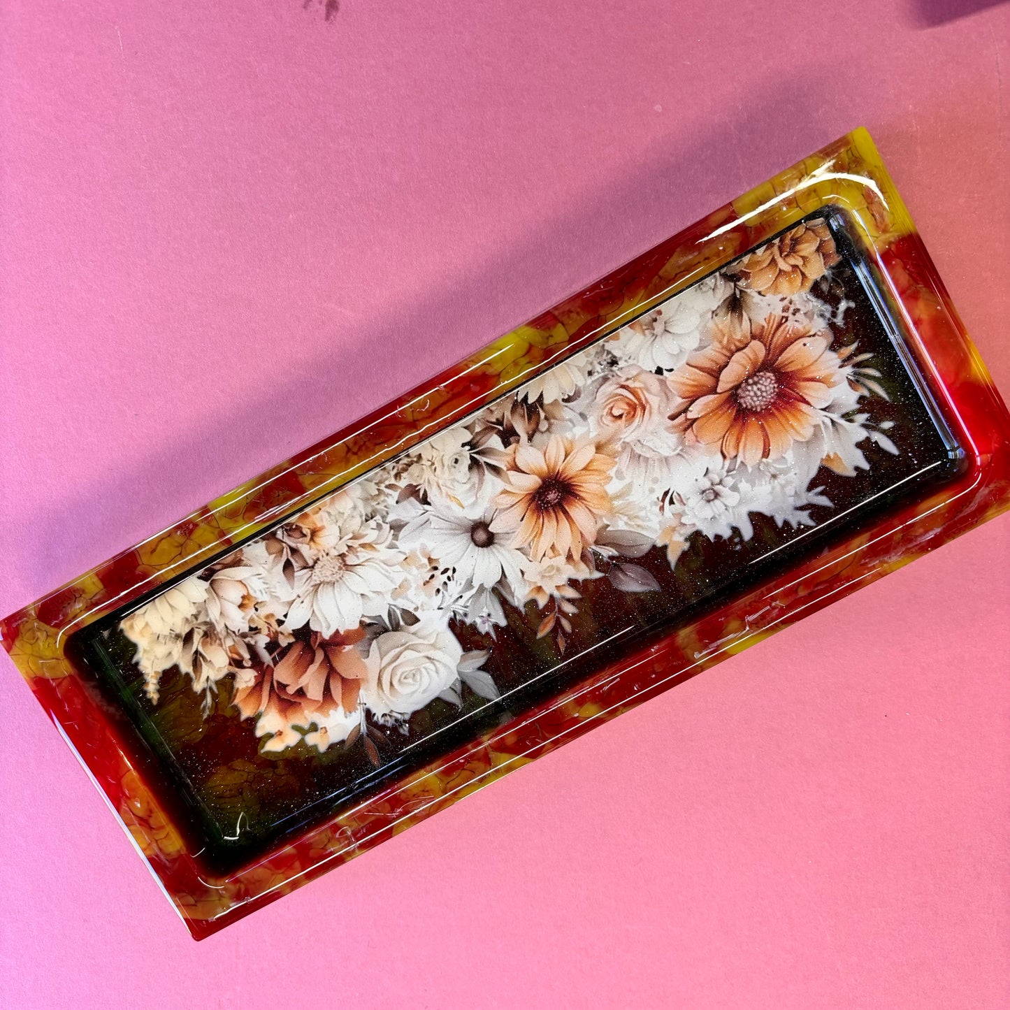 Long Autumnal Floral Trinket Tray