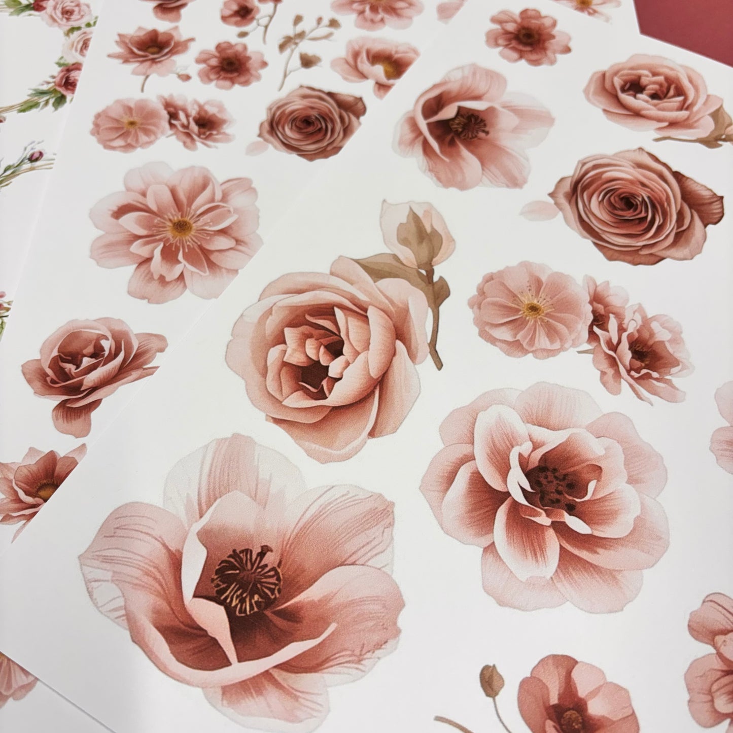 DIGITAL 5 pcs Delicate Rose Cut Apart Papers