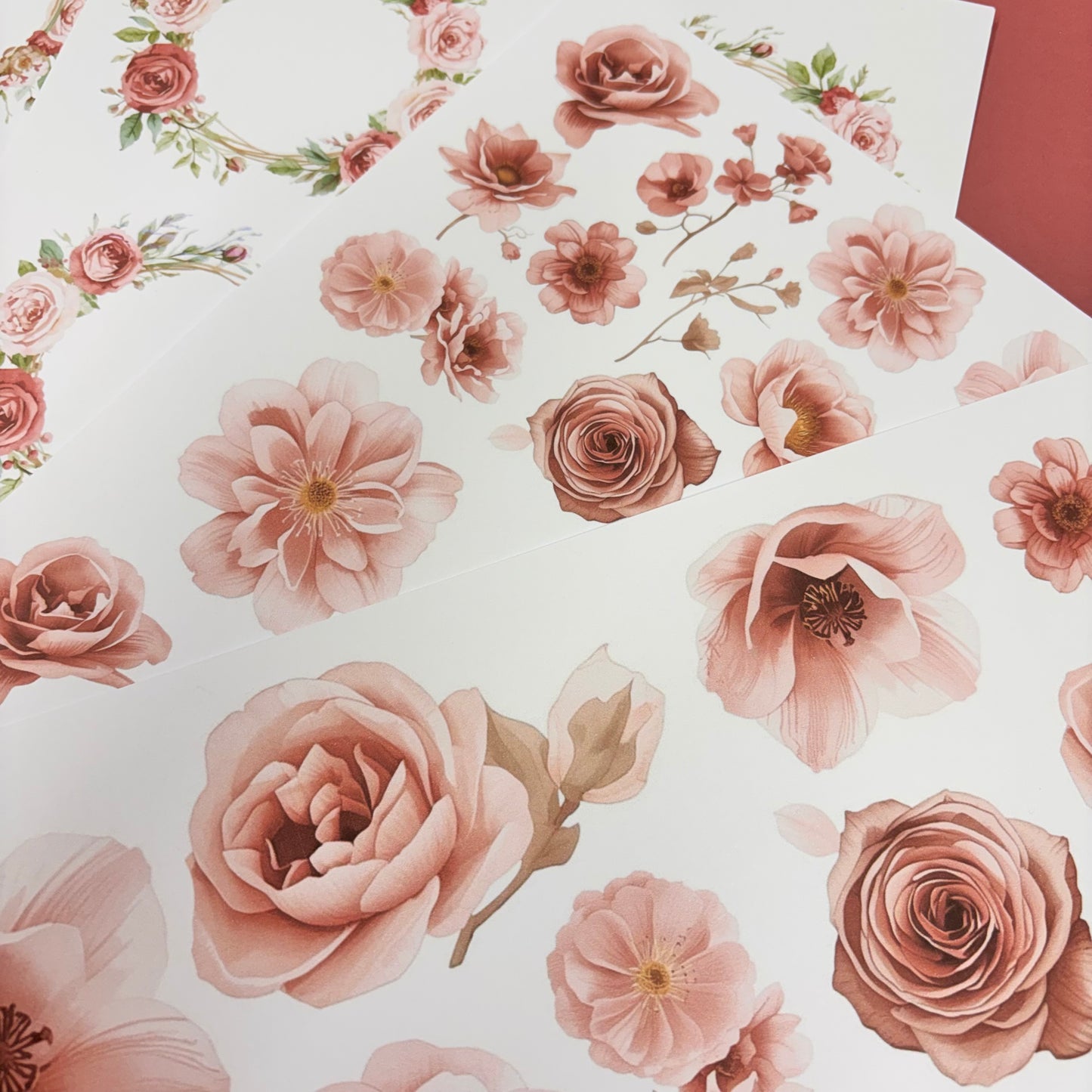 DIGITAL 5 pcs Delicate Rose Cut Apart Papers