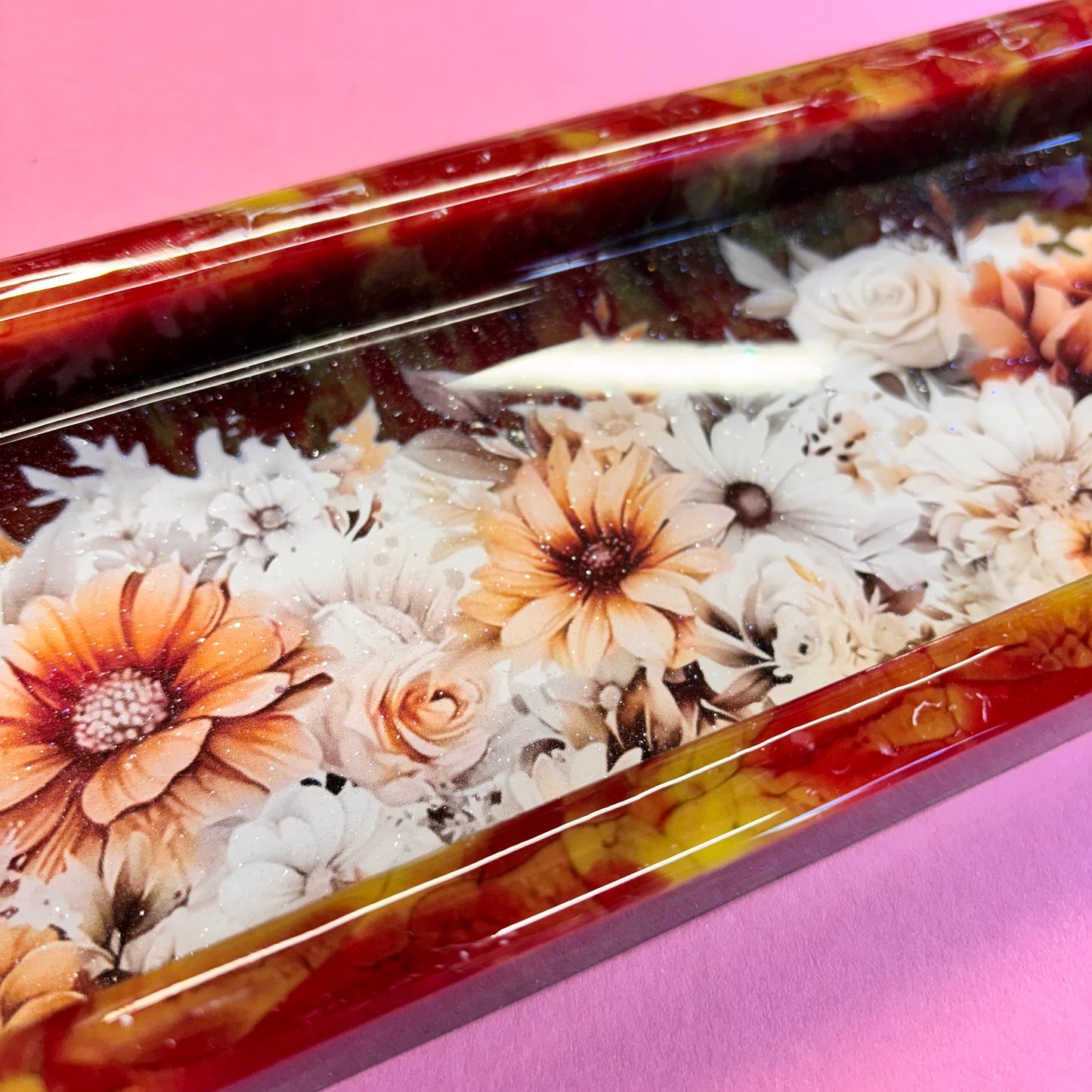 Long Autumnal Floral Trinket Tray