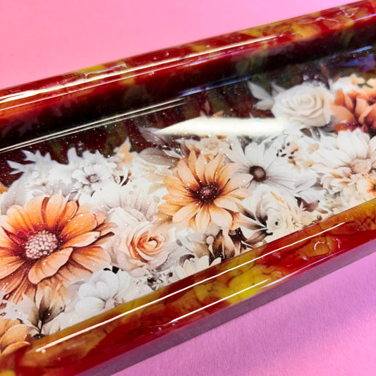 Long Autumnal Floral Trinket Tray