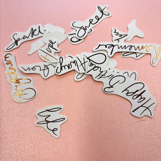 15pcs Handwritten Brown Foiled Word Pack