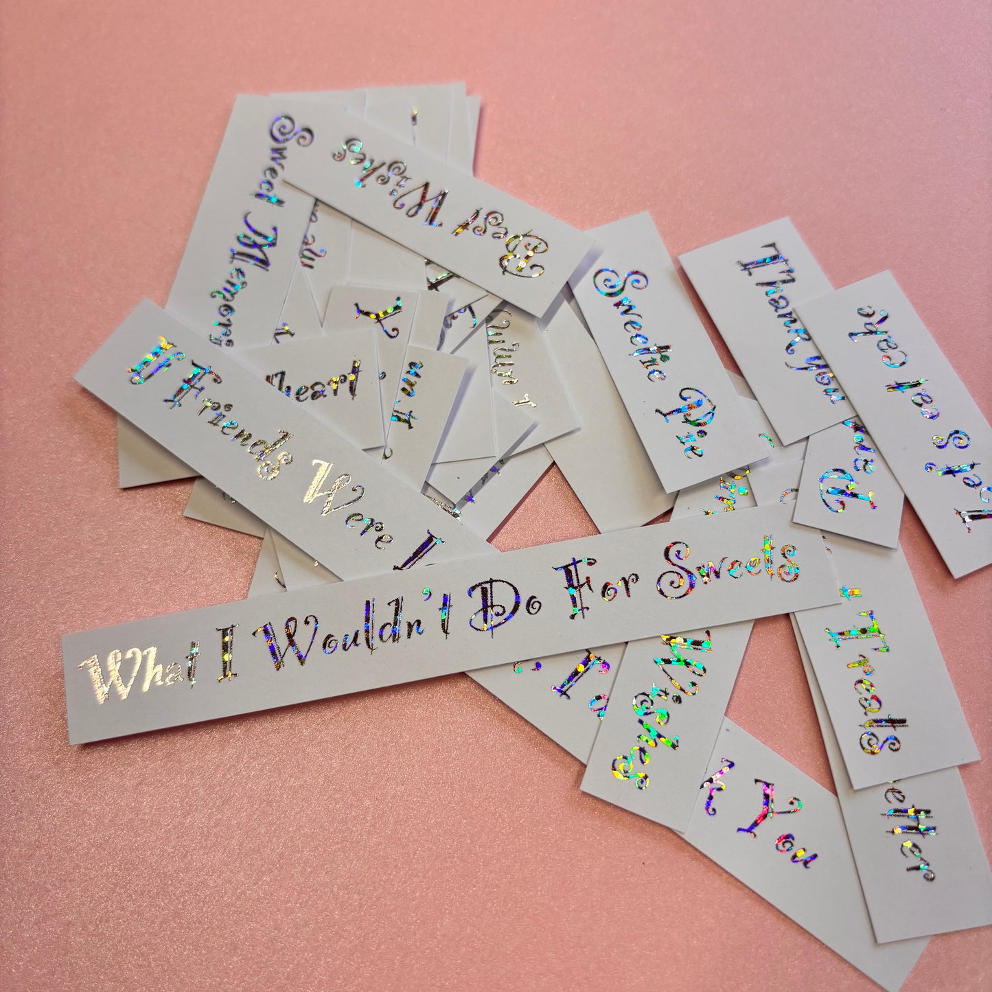 30pcs Silver Holographic Foiled Sweet Treasures Word Pack