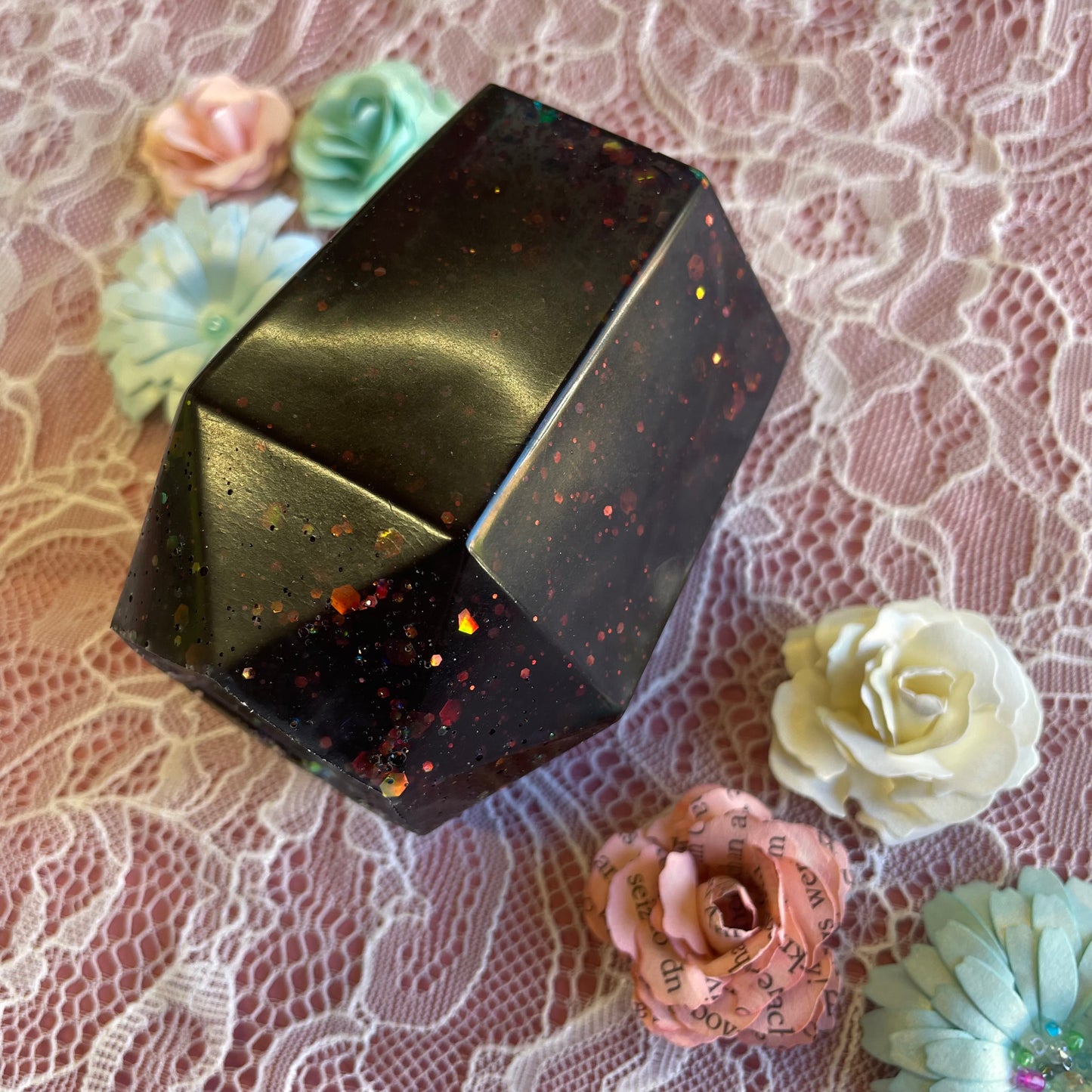 Black with Glitter Resin Glue Pen Pot