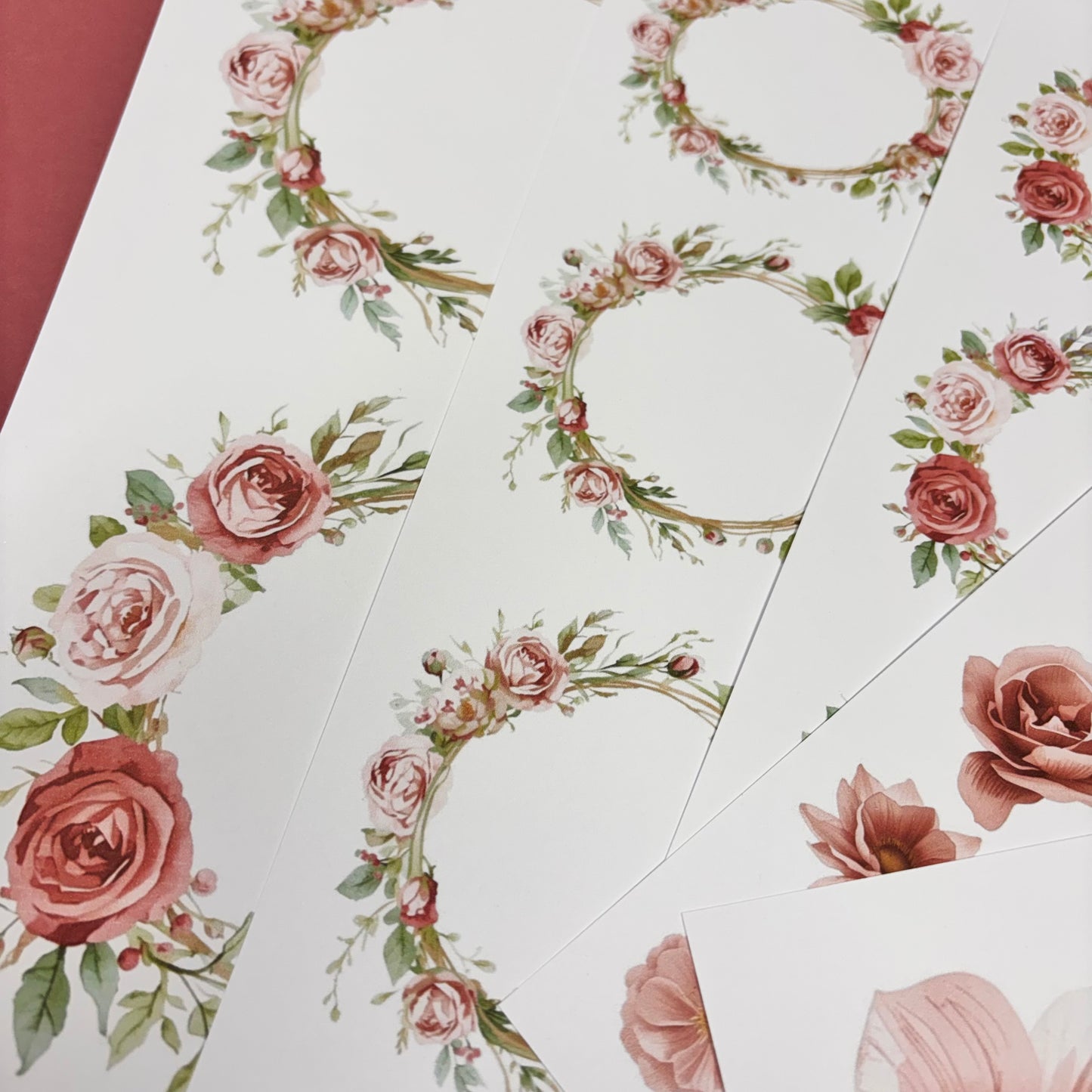 DIGITAL 5 pcs Delicate Rose Cut Apart Papers