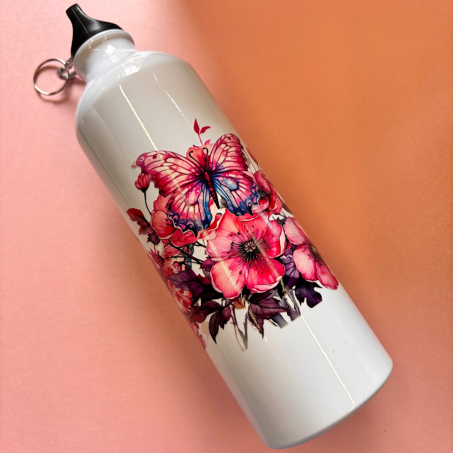 700ml Water bottle Pink Flower And Butterfly Design