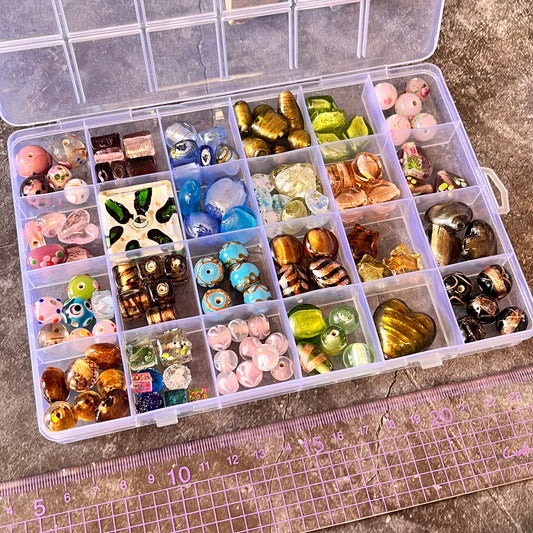 24 Compartment Box Of large lampwork Assorted Beads set 3