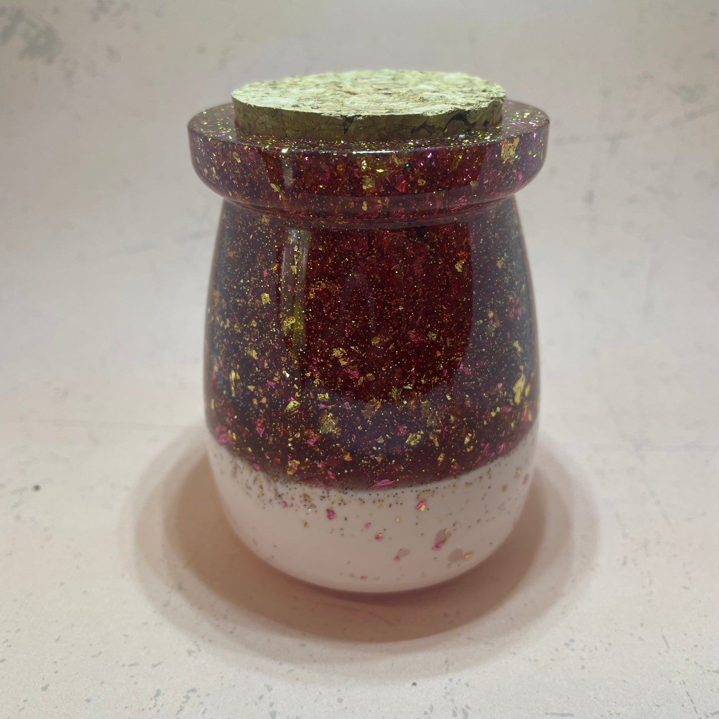 2 Tone Pink Glitter Pot With Cork Lid