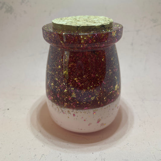 2 Tone Pink Glitter Pot With Cork Lid