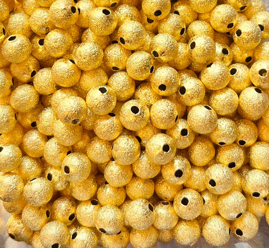 25 pcs Gold plated 6mm Stardust Metal beads