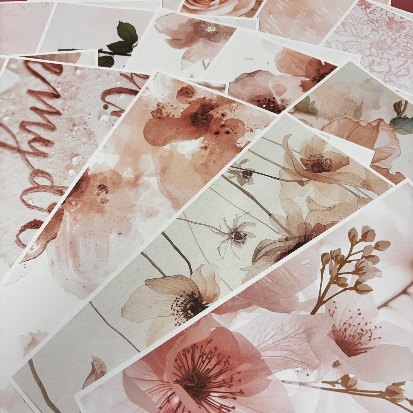 DIGITAL 16 pcs Delicate Rose Backing Papers